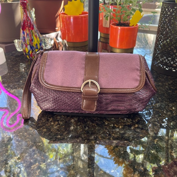 Vintage Elizabeth Arden Purple and Brown Clutch - Picture 1 of 6